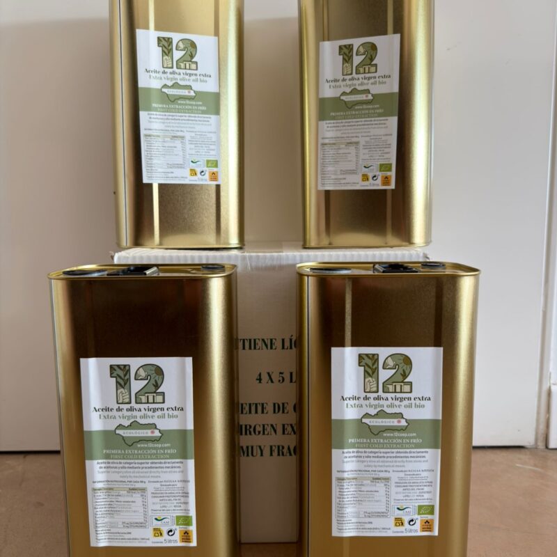 Caja de 4 latas de aceite de oliva virgen extra ECOLÓGICO / BIO (Portes aparte)